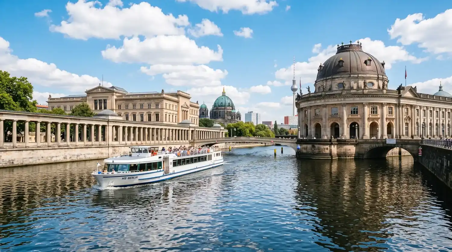 River cruise beside Museum Island in Berlin